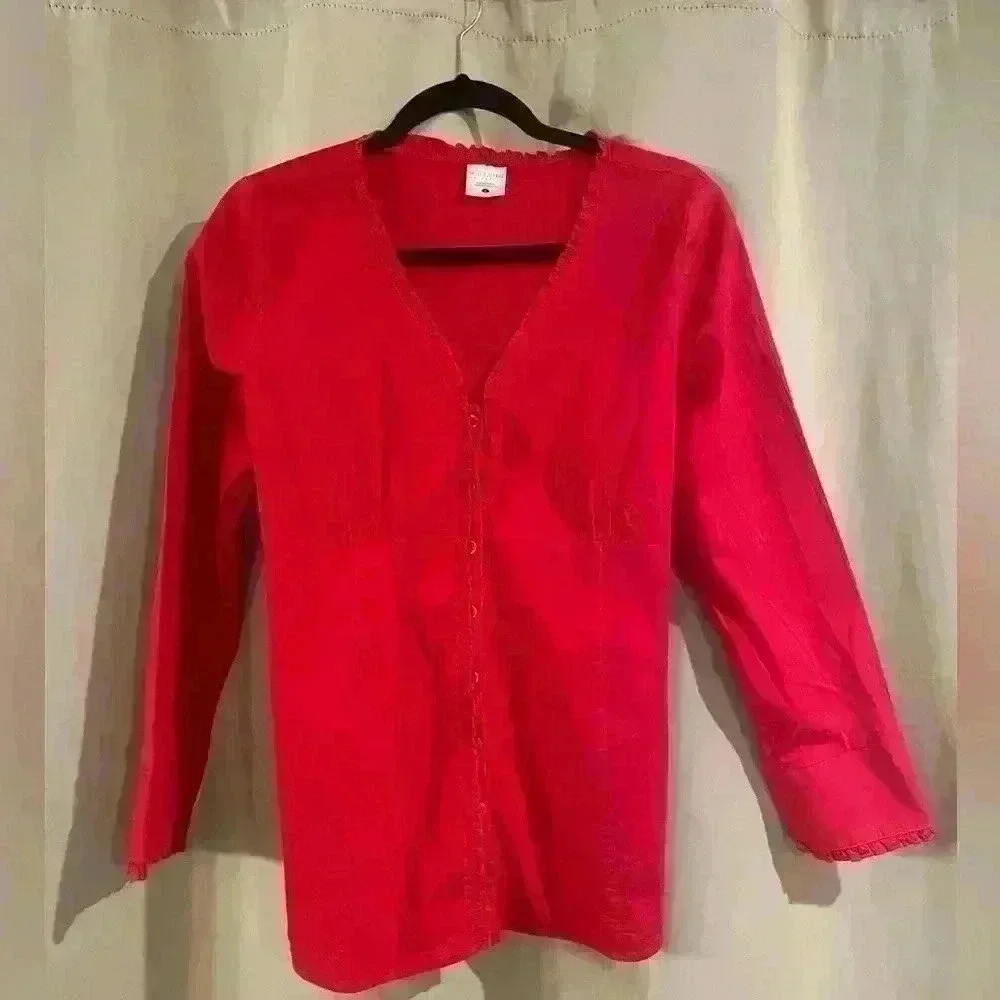 Women’s Red Motherhood Maternity Button Up